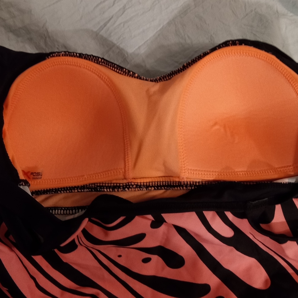 Zero Xposur Coral and Black Tankini Top Size Medium - Picture 3 of 4